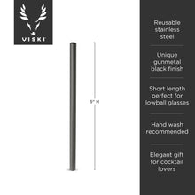 Load image into Gallery viewer, Warren™ Reusable Gunmetal-Plated Lowball Straws - Set of 6.