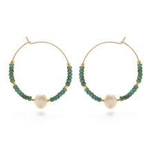 Load image into Gallery viewer, Pearl Bead Hoop Earrings.