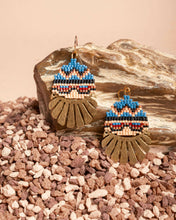 Load image into Gallery viewer, Beaded Handwoven Santa Fe Drops (Blue/Brown).