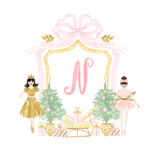 Load image into Gallery viewer, Nutcracker Ballerina Monogram Ornament | Pink & Gold Mirror Christmas Ornament
