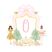 Load image into Gallery viewer, Nutcracker Ballerina Monogram Ornament | Pink & Gold Mirror Christmas Ornament