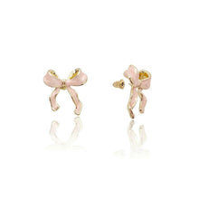 Load image into Gallery viewer, Pink Bow Ribbon Stud Earrings.