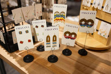 Load image into Gallery viewer, Beaded Handwoven Sonoran Triangle Fringe Earrings (Aqua).