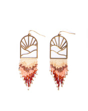 Load image into Gallery viewer, Beaded Handwoven Sedona Sunset Fringe Earrings (Magenta).