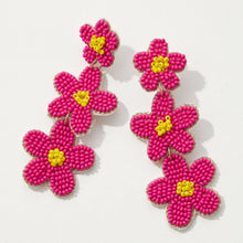 Load image into Gallery viewer, Beaded Triple Drop Flowers Earrings.