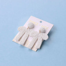 Load image into Gallery viewer, White Beaded Bow Earrings.