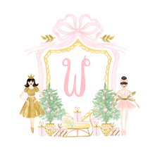 Load image into Gallery viewer, Nutcracker Ballerina Monogram Ornament | Pink & Gold Mirror Christmas Ornament