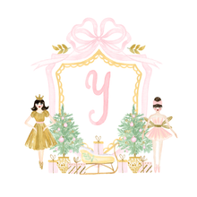 Load image into Gallery viewer, Nutcracker Ballerina Monogram Ornament | Pink & Gold Mirror Christmas Ornament