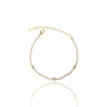 Load image into Gallery viewer, CZ Diamond Tennis Evil Eye Bracelet.