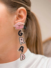 Load image into Gallery viewer, Beaded 'Grad' Dangle Earrings.