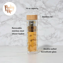 Load image into Gallery viewer, Blair™ Insulated Glass Travel Mug w/ Tea Infuser - Bee.