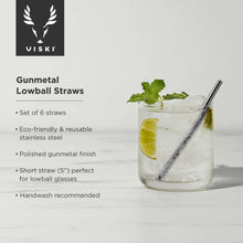 Load image into Gallery viewer, Warren™ Reusable Gunmetal-Plated Lowball Straws - Set of 6.
