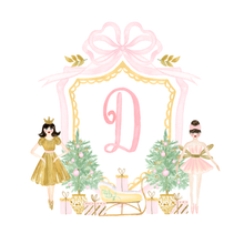 Load image into Gallery viewer, Nutcracker Ballerina Monogram Ornament | Pink & Gold Mirror Christmas Ornament