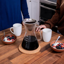 Load image into Gallery viewer, Glass Pour Over Carafe w/ Reusable Filter, 600ml.