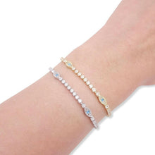 Load image into Gallery viewer, CZ Diamond Tennis Evil Eye Bracelet.