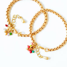 Load image into Gallery viewer, Adjustable Thick Gold Chain Bracelet With Tiny Bead Cluster.