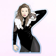 Load image into Gallery viewer, Karma is a cat Taylor Swift Pop Culture Vinyl Sticker.