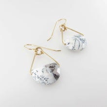 Load image into Gallery viewer, Forged Earrings with Half Moon Cut Gemstone, 7 stone options.