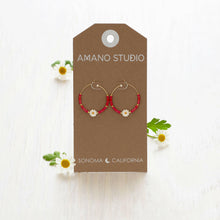 Load image into Gallery viewer, Daisy Bead Hoop Earrings.