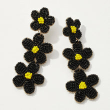 Load image into Gallery viewer, Beaded Triple Drop Flowers Earrings.