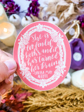 Load image into Gallery viewer, She Is Too Fond Of Books Literary Sticker Decal.