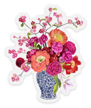 Load image into Gallery viewer, Clear Bouquet in Blue and White Vase Sticker, 2.7inx3.25 in..