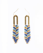 Load image into Gallery viewer, Handwoven Beaded Brass Arch Fringe Earrings (Pink).
