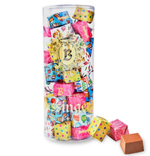 Load image into Gallery viewer, Bissinger's Solid Milk Chocolate Birthday Presents Tube.