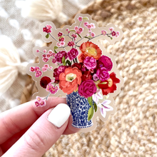 Load image into Gallery viewer, Clear Bouquet in Blue and White Vase Sticker, 2.7inx3.25 in..