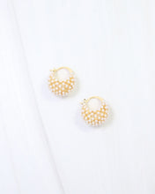Load image into Gallery viewer, Roswell Pearl Cluster Hoop Earring WR Gold