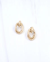 Load image into Gallery viewer, Avani Hammered Drop Earring Worn Gold