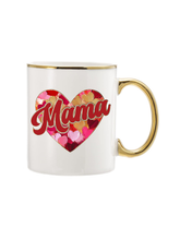 Load image into Gallery viewer, Mama Heart Gold Mug – Porcelain Coffee Cup (11 oz)