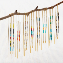 Load image into Gallery viewer, Miyuki Seed Bead Threader Earrings - Black & Bone.