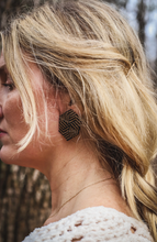 Load image into Gallery viewer, Beaded Handwoven Leticia Hexagon Earrings (Black/Bronze).