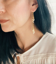 Load image into Gallery viewer, Double Long Gold Fringe Beaded Earrings.