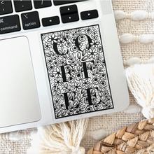 Load image into Gallery viewer, Clear Coffee Floral Sticker, 3x2 in..