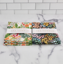 Load image into Gallery viewer, Black Floral Tea Towels.