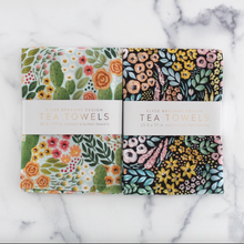 Load image into Gallery viewer, Black Floral Tea Towels.