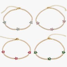 Load image into Gallery viewer, CZ Diamond Color Flower Tennis Bracelet.
