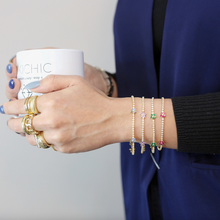 Load image into Gallery viewer, CZ Diamond Color Flower Tennis Bracelet.