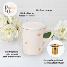Load image into Gallery viewer, Annette Honeycomb Ceramic Tea Mug & Infuser.