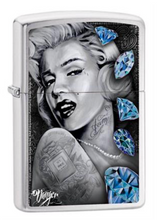 Load image into Gallery viewer, James Danger Harvey - Blue Diamonds Brushed Chrome Zippo Lighter