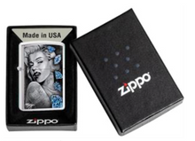 Load image into Gallery viewer, James Danger Harvey - Blue Diamonds Brushed Chrome Zippo Lighter