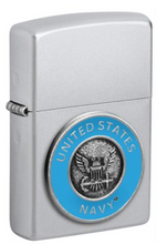 Load image into Gallery viewer, U.S. Navy Satin Chrome Zippo Lighter