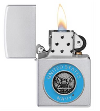 Load image into Gallery viewer, U.S. Navy Satin Chrome Zippo Lighter