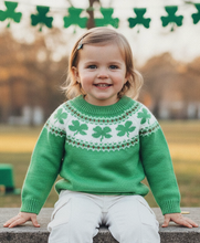 Load image into Gallery viewer, Lucky Clover Fair Isle Toddler Sweater – St. Patrick’s Day Shamrock Knit | Baby & Toddler Sizes 6M–5T