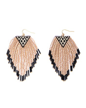 Load image into Gallery viewer, Beaded Handwoven Sonoran Triangle Fringe Earrings (Aqua).