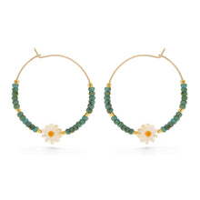 Load image into Gallery viewer, Daisy Bead Hoop Earrings.