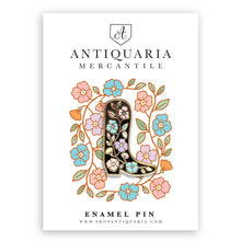 Load image into Gallery viewer, Folk Floral Cowboy Boot Enamel Pin.