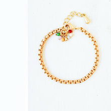 Load image into Gallery viewer, Adjustable Thick Gold Chain Bracelet With Tiny Bead Cluster.